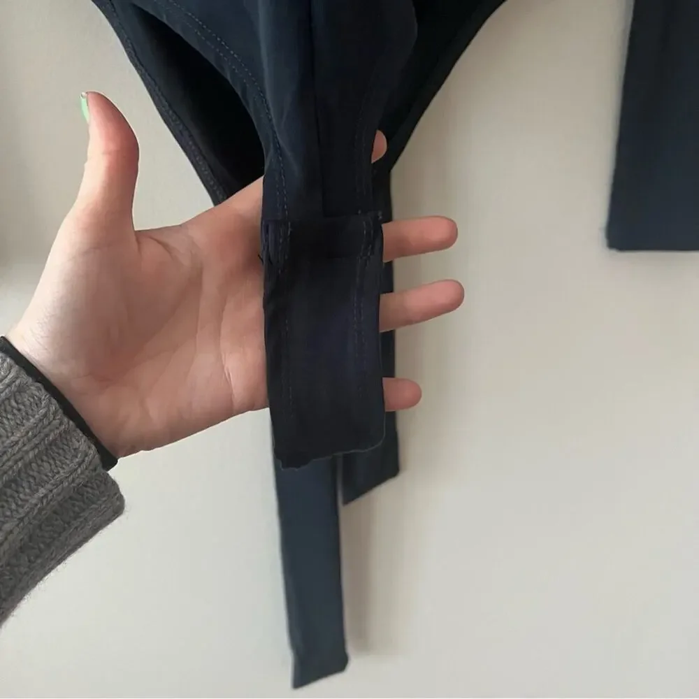 Anthropologie Black Open-Back Wrap Bodysuit